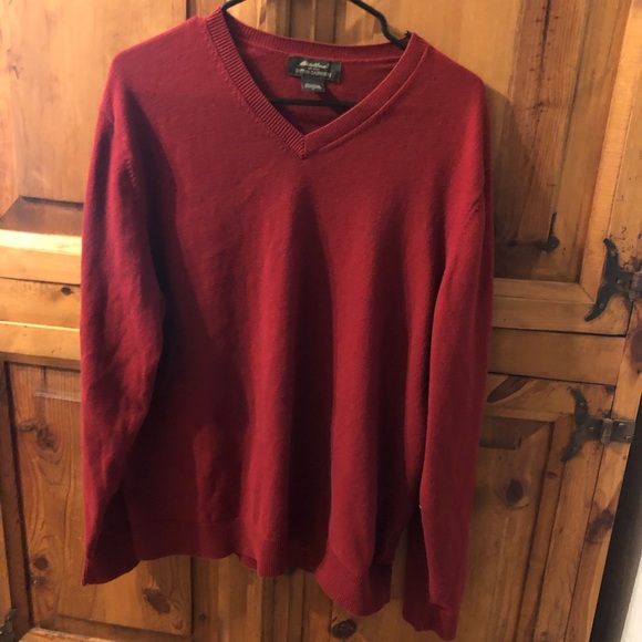 Eddie Bauer Soft Cashmere Cotton Pullover Crew Grandpa Sweater Size L EUC - Picture 1 of 4